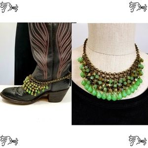 One Pc Bronze Green Crystal Boot Bling Choker
